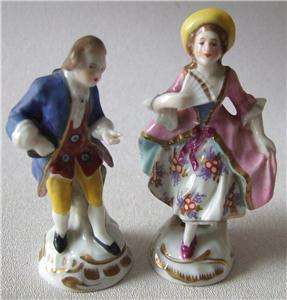 PAIR 2 GERMAN PORCELAIN COURTING COUPLE FIGURINES  