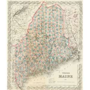  Colton 1870 Antique Map of Maine