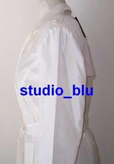 WREN SCOTT White Silk Belted Trench Coat 40 4  