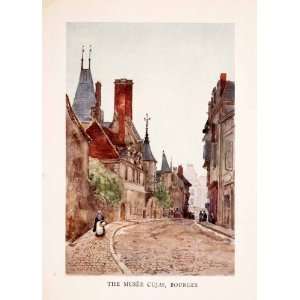  1907 Color Print Bourges France Berry Hotel Cujas Museum 