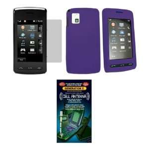  Solid Purple Silicone Gel Skin Cover Case + Screen 