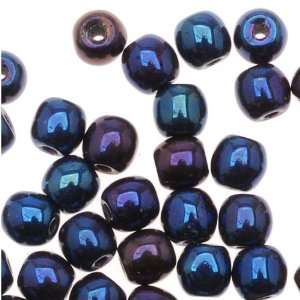  Czech Glass Druk Round 4mm Blue Iris (100 Beads) Arts 