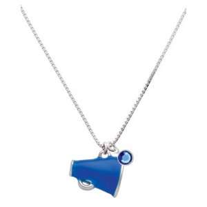  Small Royal Blue Megaphone Charm Necklace with Sapphire 