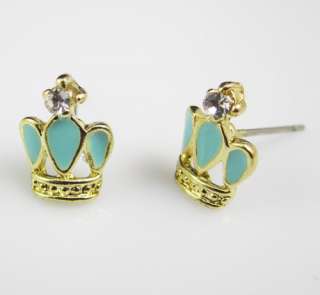 wholesale stud earrings 12pairs crystal crown 8crown#49  