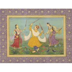  Dandiya A Dance That Reveals Beauty   Watercolor Painting 
