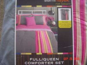 Sami Hayek Full Queen Gray & Pink Comforter Set NEW  