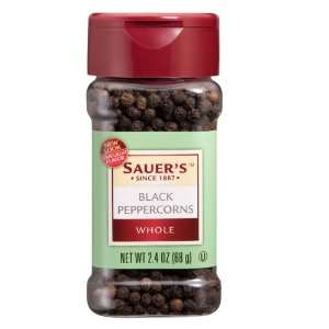 Sauers Whole Black Peppercorns, 2.4 Ounce Jars (Pack of 6)  