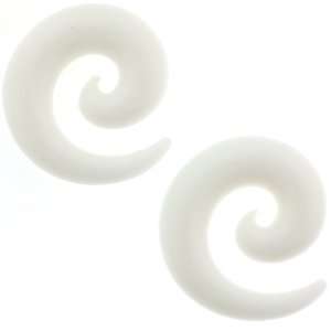 White Spiral Flexible Silicone Ear Tapers   00G (10mm)   Sold as a 