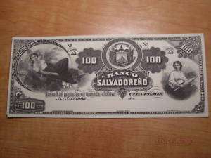Copy 1893 1915 El Salvador 100 Proof Replica Currency  