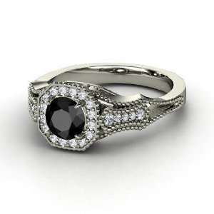   Melissa Ring, Round Black Diamond Palladium Ring with Diamond Jewelry