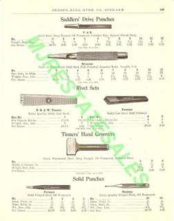 1911 Saddlers Punch Rivet Set Leather Tool Catalog AD  