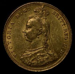 1887 TINY JEB   HOOKED J   R2 QUEEN VICTORIA JUBILEE GOLD SOVEREIGN 