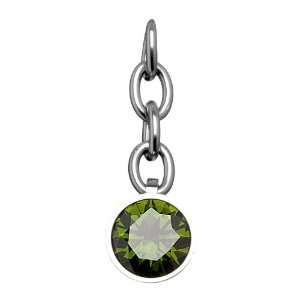   Stainless Steel Cubic Ziconia Olive green Color Charm with a Chain