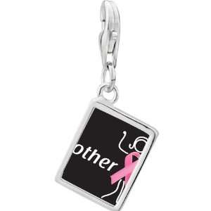   Mother Support Pink Ribbon Photo Rectangle Frame Charm Gifts For Mom