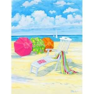  Deck Chair And Umbrellas Wall Mural