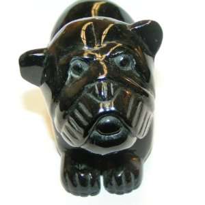 Obsidian Dog 02 Crystal Black Rainbow Puppy Bulldog Figurine Canine 4 