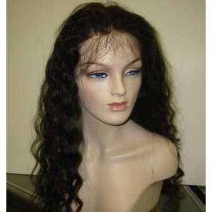   Lace Wig 100% Indian Remy Human Hair, Deep Wave, Color #1B (Off Black