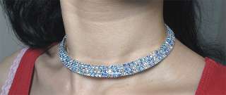 Bridal Bridesmaids Crystal Choker Necklace Earrings Set  