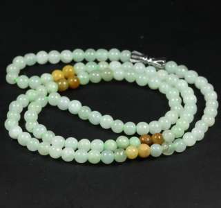 16 Small Round 3 Color Beads Green Necklace 100% Natural Chinese Jade 