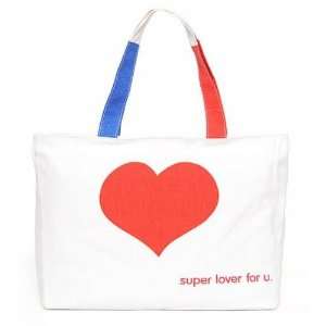    Super Lover Big Red Heart Shoulder Purse Canvas Bag S22 Baby