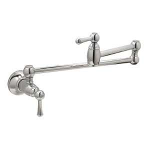  Traditional Chrome Double Handle Wall Pot Filler Faucet 