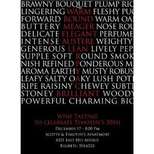  Wine Words Black & Red Invitations