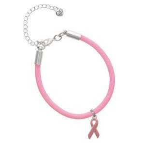  Pink Ribbon Charm on a Pink Malibu Charm Bracelet: Jewelry