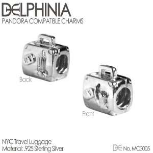   925 Sterling Silver NY Suitcase Luggage Pandora Style New York Charm
