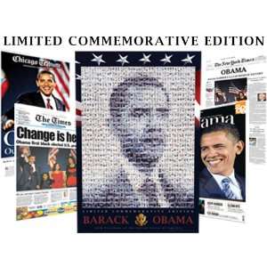Barack Obama Newspapers Poster   Over 1200 Newspapers in One Portrait 