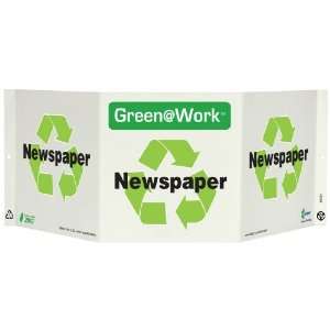 Tri View Sign, Header Green at Work, Newspaper with Recycle Symbol 