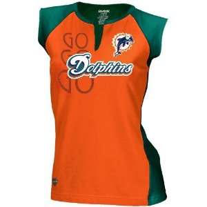   Miami Dolphins Womens Two Toned Split Neck T Shirt: Sports & Outdoors