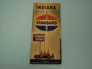 BN460 Vintage Standard Oil Indiana Highway Map 40s  