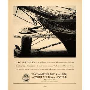  1937 Ad Clipper Ship Commercial National Bank New York 