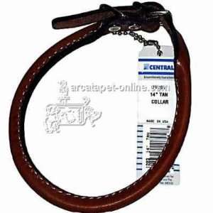  Circle T Leather Dog Collar Rolled Tan 14 inch: Pet 