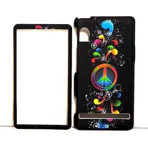  a855 Rainbow Wave Peace Sign on Black Rubberized Snap on 