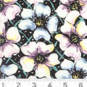  45 Wide Pressed Flowers Flowers Blue/Lilac Fabric By The 