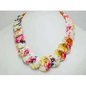   Flower Spring Fabric Printed Covered Fashionable Necklace: Jewelry