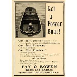  1913 Ad Fay Bowen Boats Engines Runabout Special 