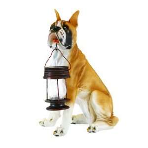 Boxer Dog With Lantern Solar Light: Patio, Lawn & Garden