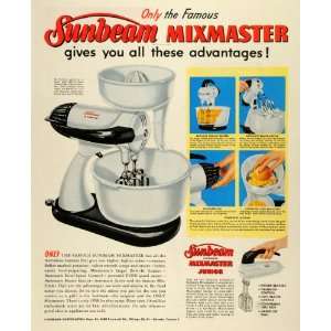 1954 Ad Sunbeam Corp Mixmaster Junior Mixer Kitchen Appliances Antique 