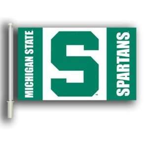   State Spartans MSU NCAA Car Flag With Wall Brackett: Sports & Outdoors