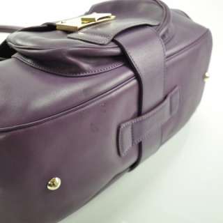 JIMMY CHOO Leather RHONA Bag Purse Tote Purple  