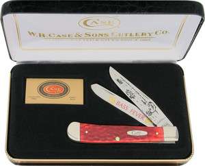 Case Knives Bass Fever Trapper Red Pick Bone 4 1/8 Closed Serial 