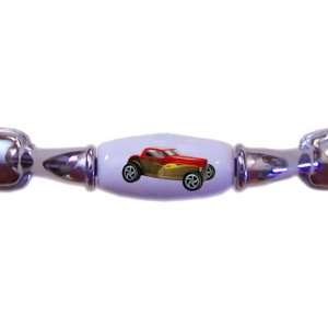  Hot Rod Car Yellow & Red Roadster CHROME DRAWER Pull 