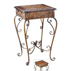  End Table with Scroll Design Stand in Antique Finish: Home & Kitchen