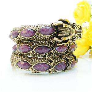   Stretch Bracelet Bangle Swarovski Crystal Purple Drop Resin  