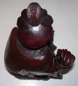Hand Carved CHINESE FISHERMAN & FISH FIGURE Statue  