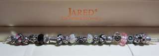 Authentic Pandora Bracelet 21 murano beads & charms Live Love Laugh 