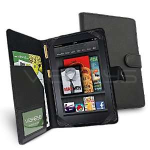   Black Executive Genuine Leather Wallet Case for  Kindle Fire