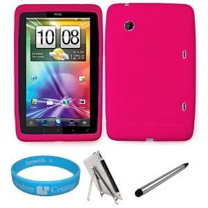  Hot Pink Premium Soft Silicone Skin Cover for HTC Flyer 